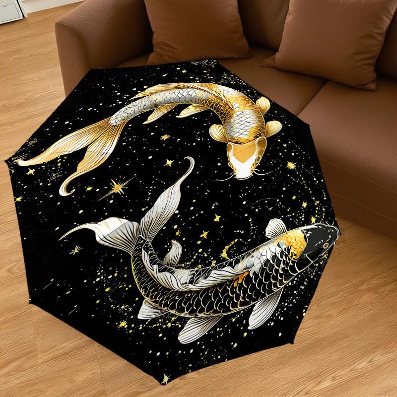 1PC Koi Fish Constellation Automatic Open/Close Umbrella Compact Folding Umbrella with 8-Rib Shaft lightweight esign, Highquality Fabric1186A