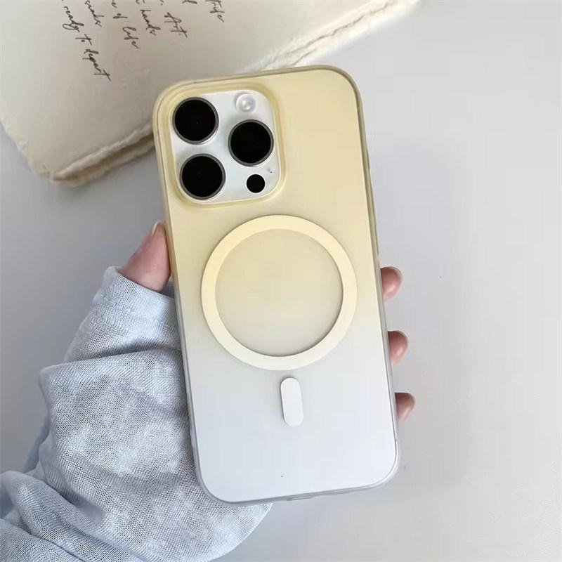 

Роскошный Магнитный Magsafe Твердый ПК Чехол Для iPhone17 16 15 14 13 12 Pro Max Plus Матовый Чехол Прозрачный Градиентный Конфетный Цвет Тонкая Накладка iPhone 17 Pro Max жёлтый