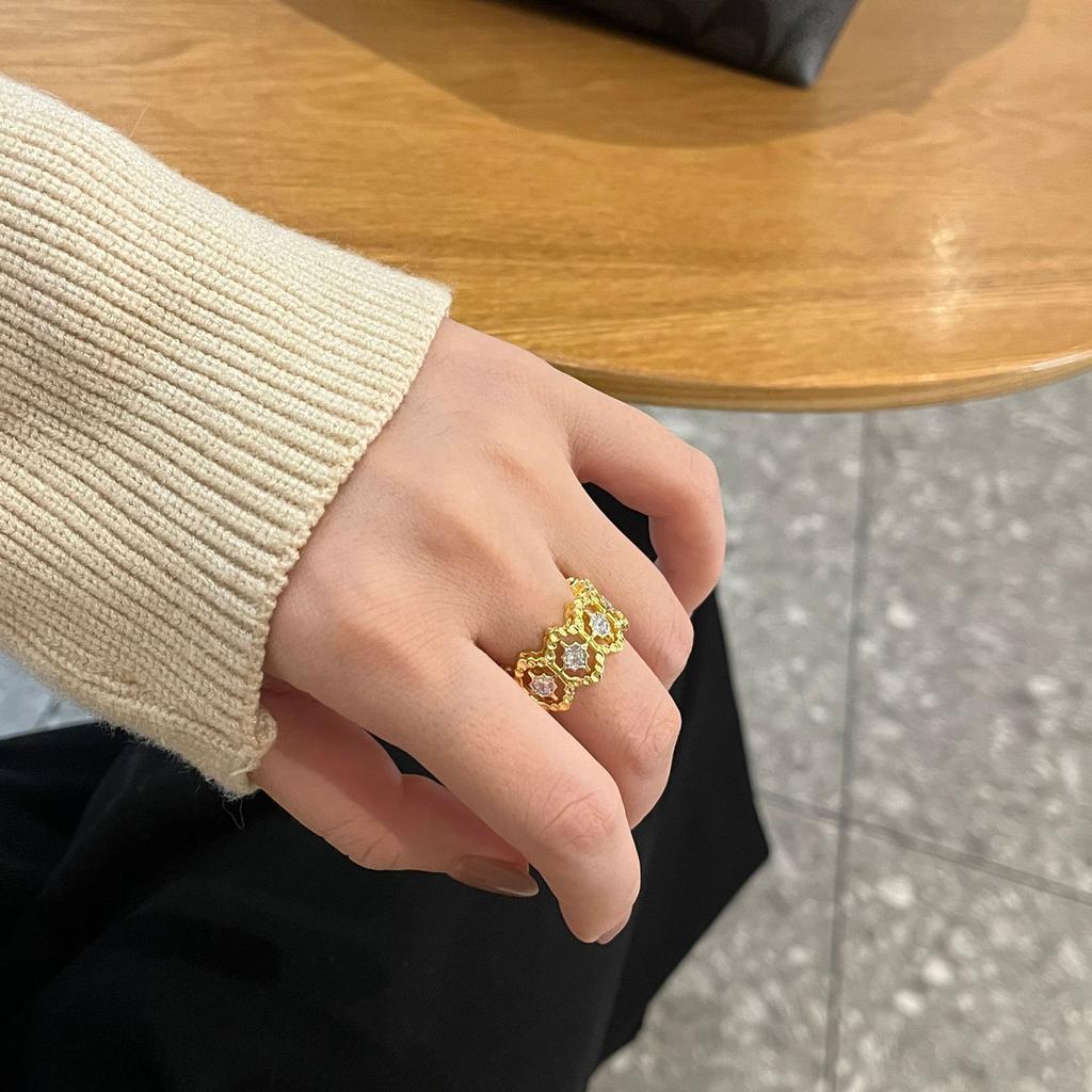 Versa Jewelry Italian Court Brushed Hollow Lace Open Ring Female Celebrity Index Finger