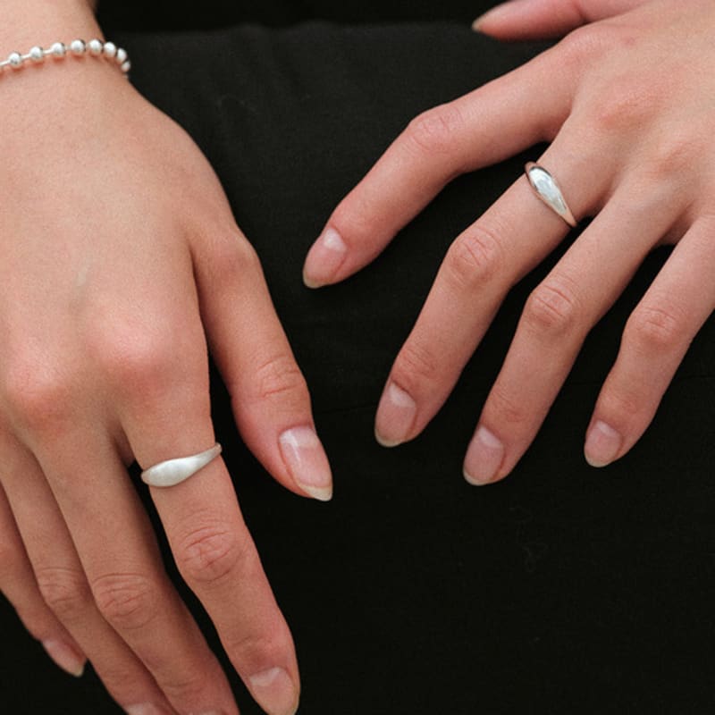 Another Layer Little Dome Ring Large - Silver (glossy, Matt)