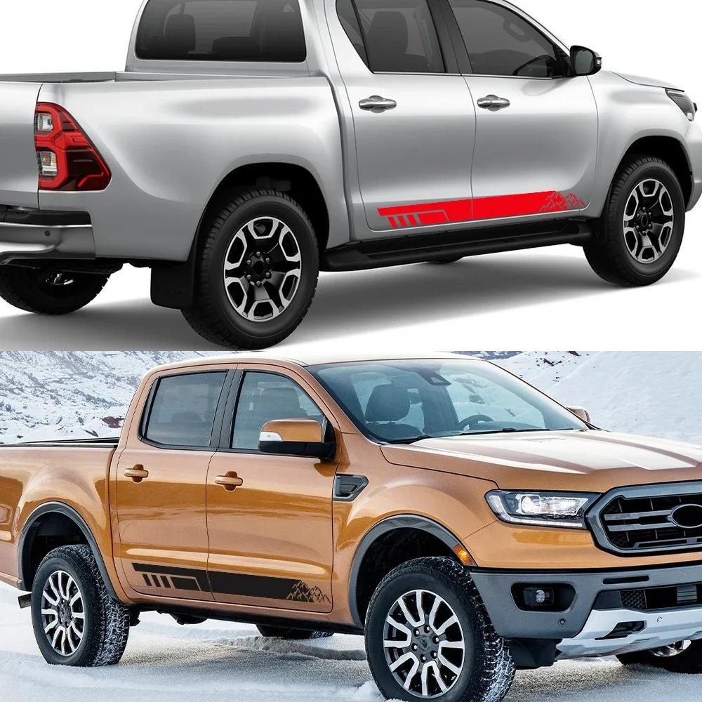 2PCS Car Door Side Skirt Stickers Mountain Stripe Pattern Vinyl Decals Car Decoration Stickers ForF150 F-150 Raptor Pickup
