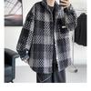 Fashion Loose Spell Color Grid Single Breasted Lapel Jacket Men's Spring Autumn Casual Jacket Pockets