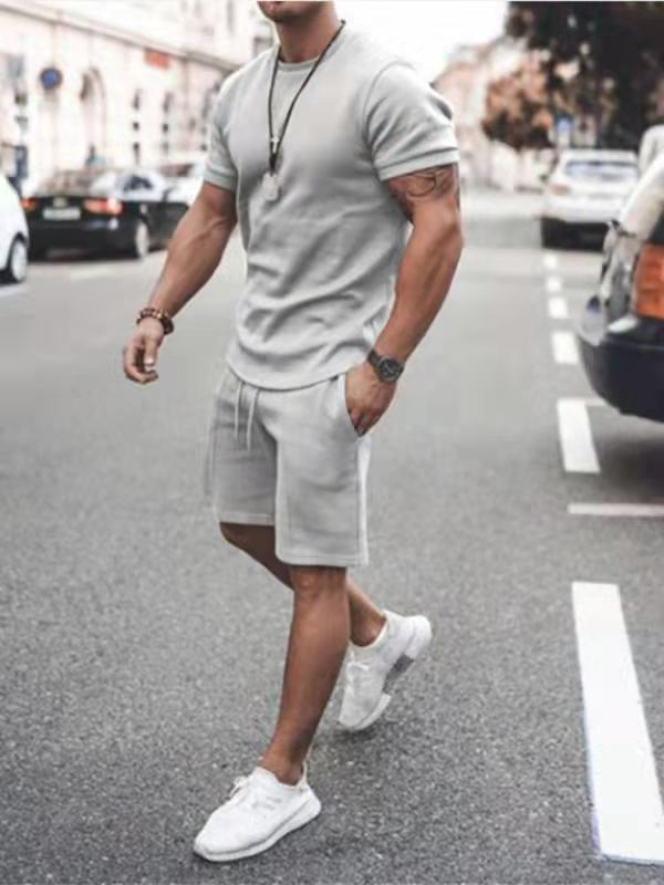 European and American 3D digital printing men's summer short-sleeved beach pants set trendy T-shirt set, manufacturer