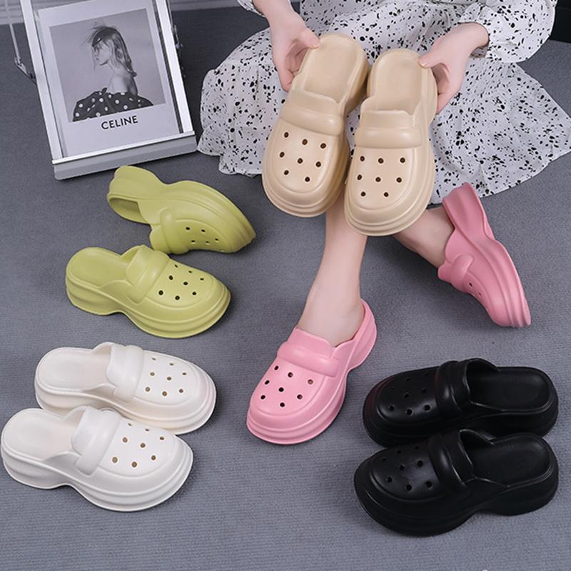 Sabots à plateforme Eva blancs pour femmes, pantoufles à semelle épaisse et bout fermé, sandales d'été de plage pour femmes, chaussures de jardin antidérapantes pour dames