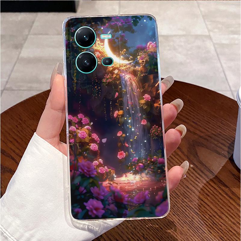 Phone Case For Vivo V25 Y35 Casing Luxury Cute Love Heart Rabbit Funny Pattern Transparent Silicone TPU Soft Shell Back Cover