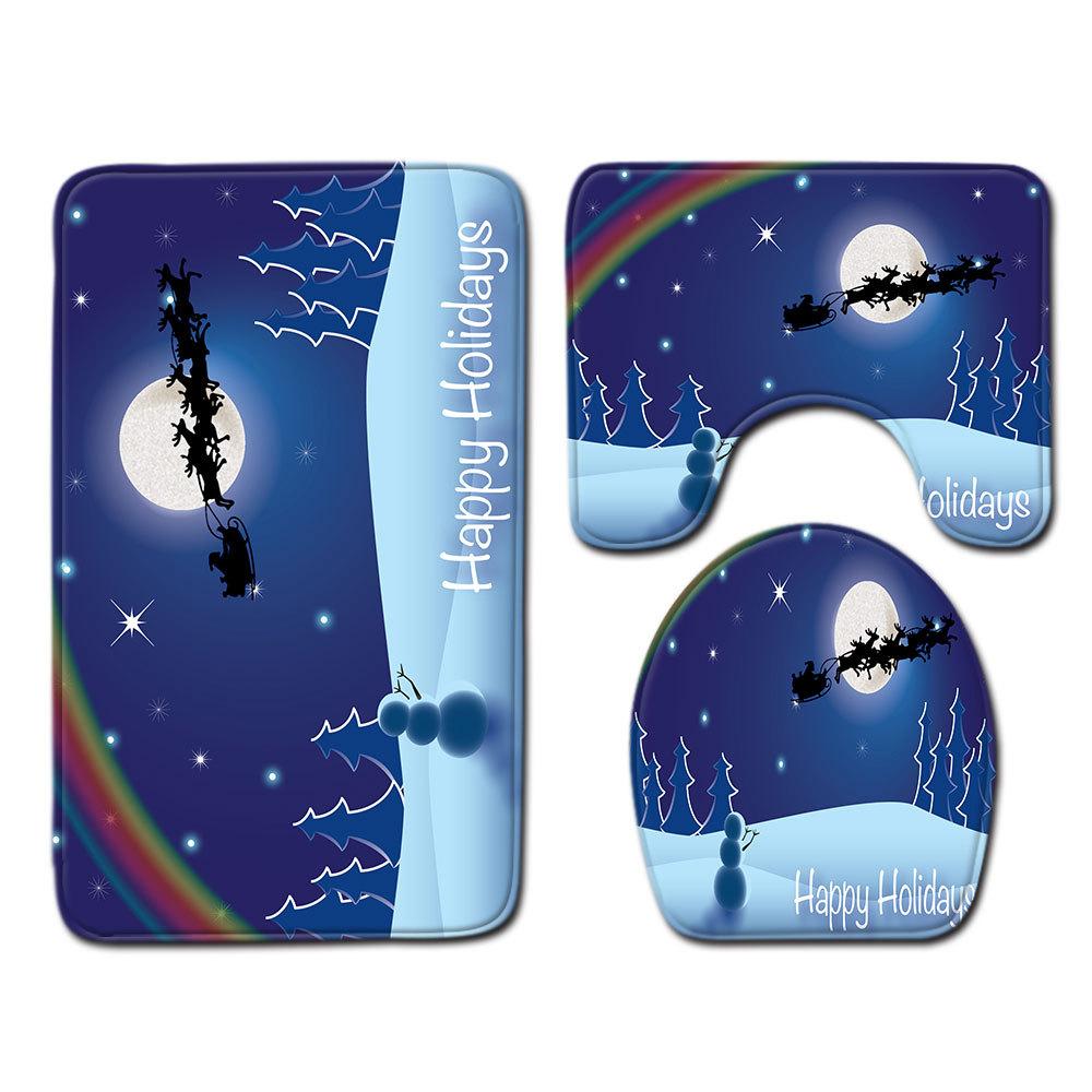 Christmas Bathroom Floor Mat Toilet Three-Piece Set