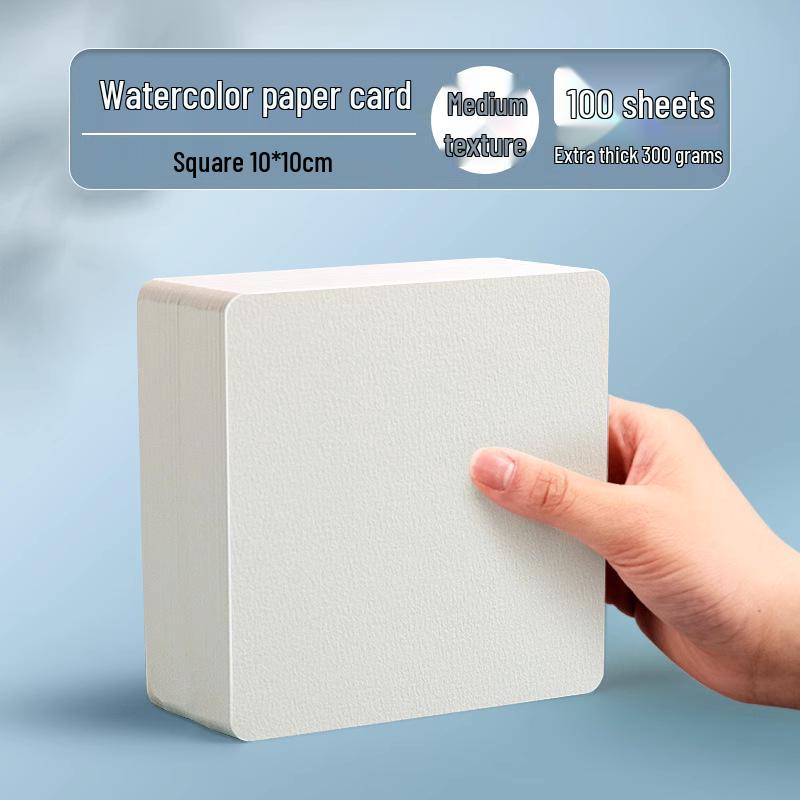 300g Watercolor Postcard Paper - Thick, Medium Rough Texture, Wood Pulp, Square, Blank Cardstock for Painting and Drawing