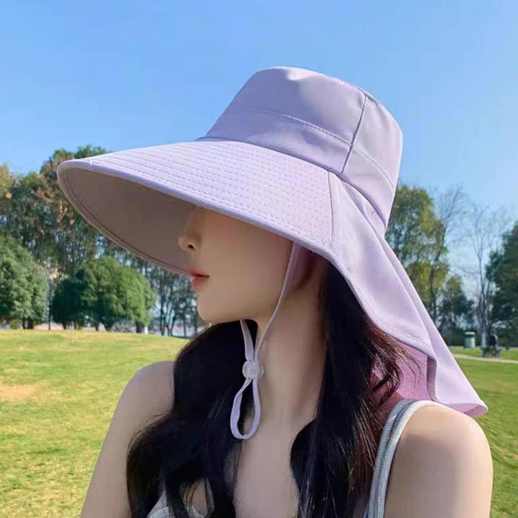 Women Summer Sun Hat Solid Color Fisherman Cap Ladies Visors High Quality Anti-UV Wide Brim Neck Protection Sunshade Hats