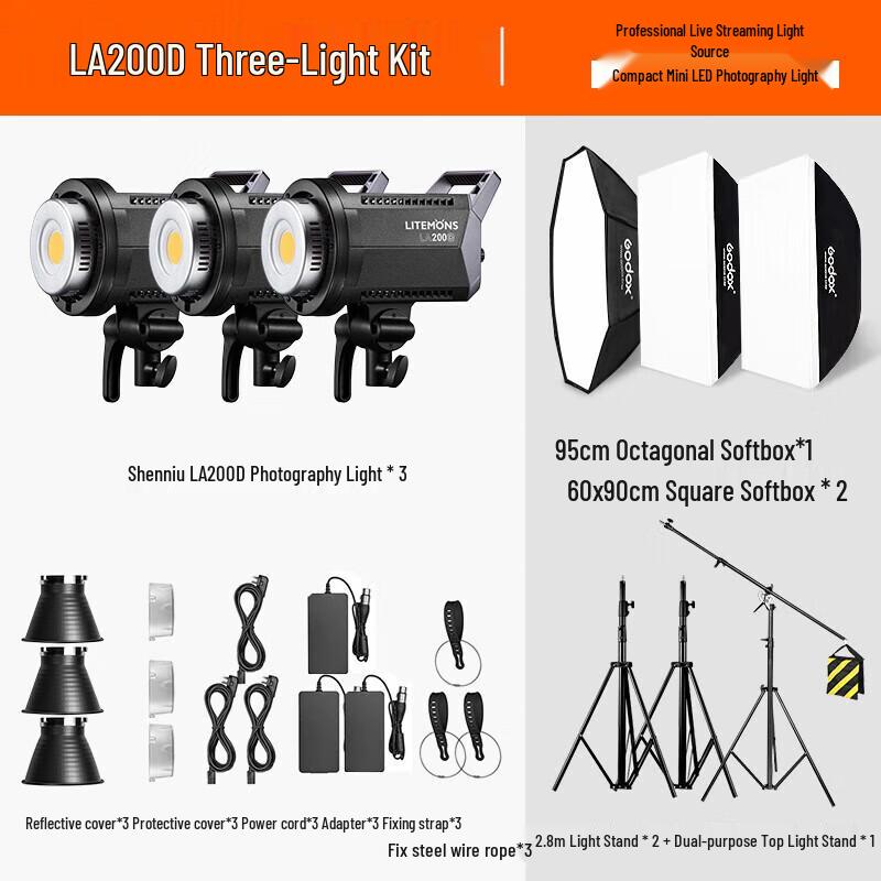 Godox LA200D LED Continuous Photography Light Kit