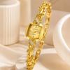 Luxury Golden Women Quartz Watch Fashion Rhinestone Dial Unique Twisted Link Bracelet Watch Elegant Thin Ladies Wrist Clock Gift
