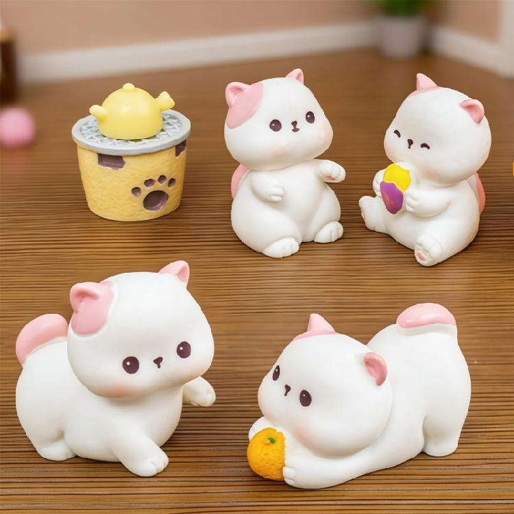 11Pcs Funny Cats Brewing Tea Miniature Statue Resin Art Piece Collectible Ornaments For Creative Desktop Shelf Displays