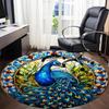 1pc Peacock StainedGlass Office Round Area Rug, Indoor Mat Suitable For Office, Under Office Chairs Bedroom Living Room Home Decor, Room Deco 015