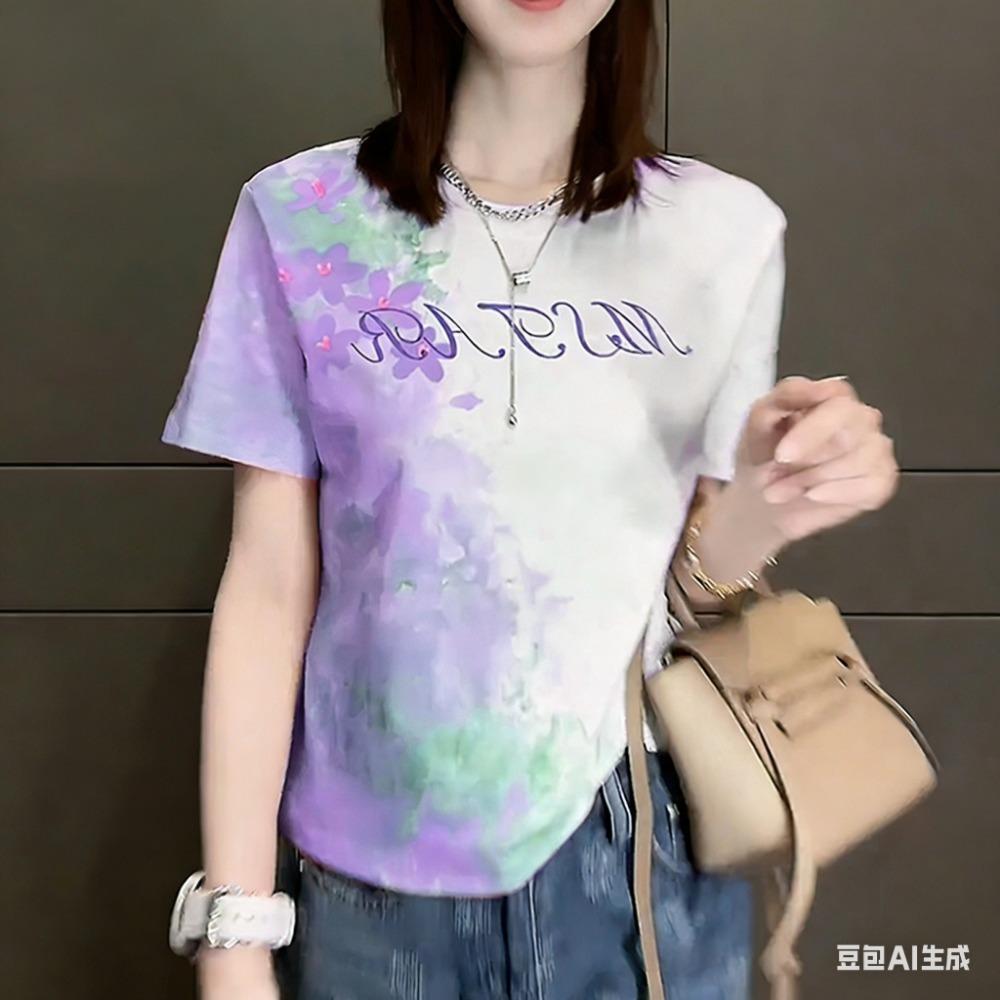 2026 Casual Women's T-Shirt, Round Neck Short Sleeve, 3D Printed Breathable Women's Wear