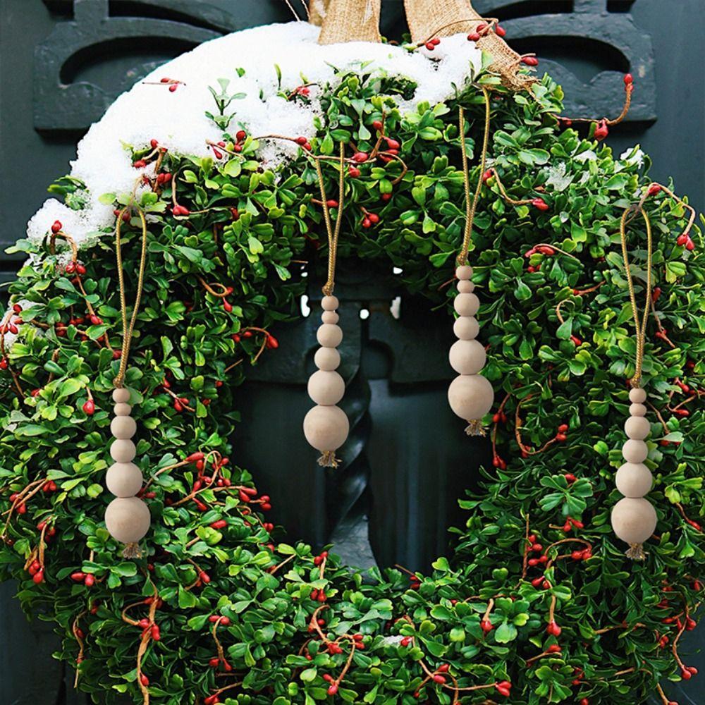 3 bucăți din lemn rotund șir de mărgele pandantiv decorativ brad de Crăciun pandantiv cadou