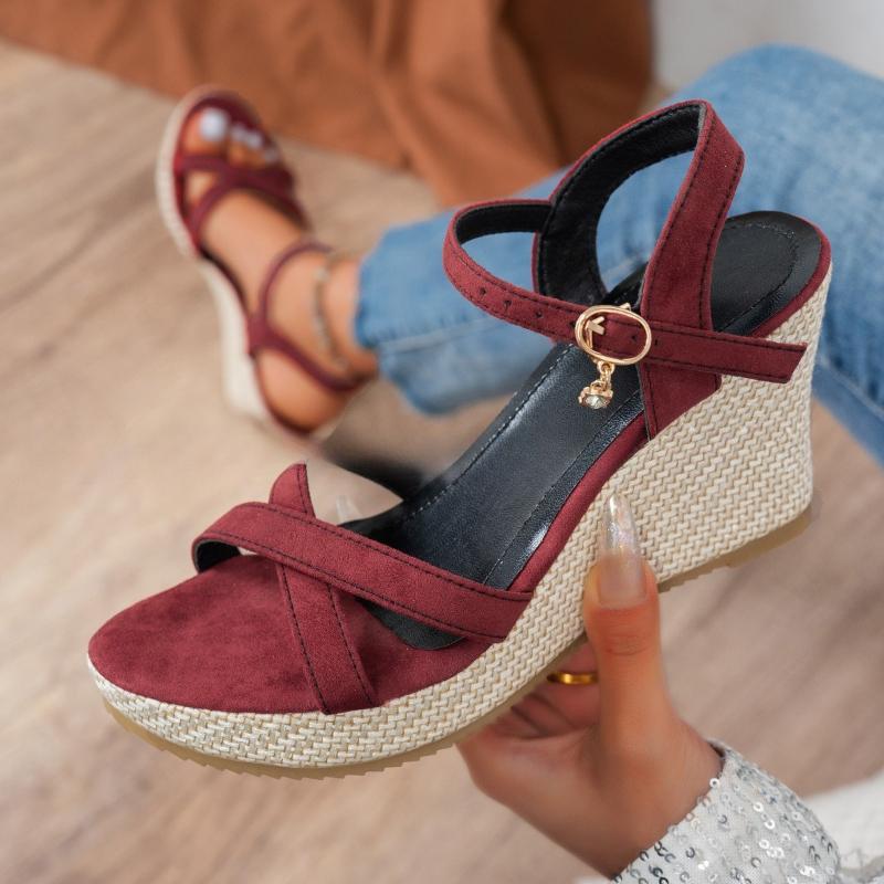 Summer Shoes for Women Buckles Womens Wedge Shoes Open Toe Non Slip High Heels Fashion Platform Women Sandals 2025 New Zapatos