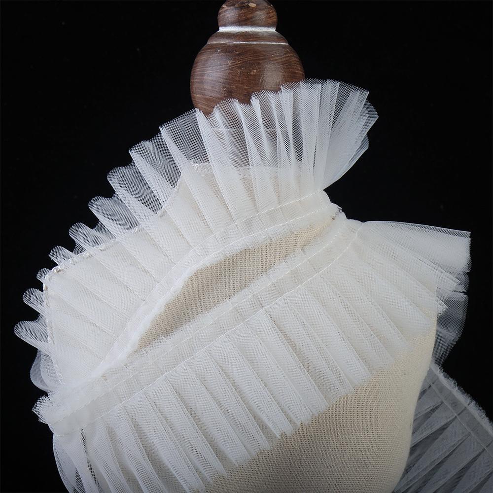 Stretch 5CM Wide Ruffled Lace Fabric Double Layer Pleated Ribbon Trim for Doll Clothes Costume Splicing & DIY Craft Decoration