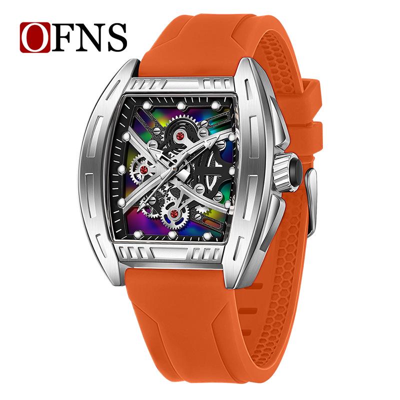 OFNS Men s Creative Wine Barrel-Shaped Quartz Watch - Laser-Cut, Multi-Layered, Luminous, Waterproof Design