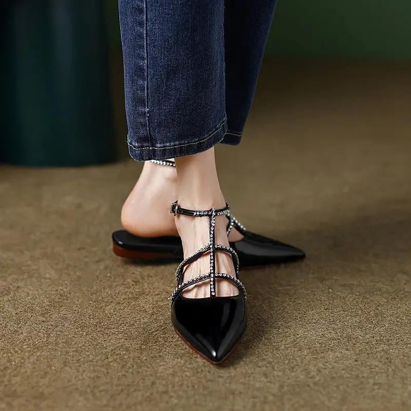 With Low Heels Ladies Shoes Buckles Pointed Toe Women's Sandals Asian Size Footwear Sales New Breathable Fashion Pvc Sandal Or F