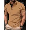 Polo casual sportiva da uomo in jacquard con colletto rovesciato e maniche corte