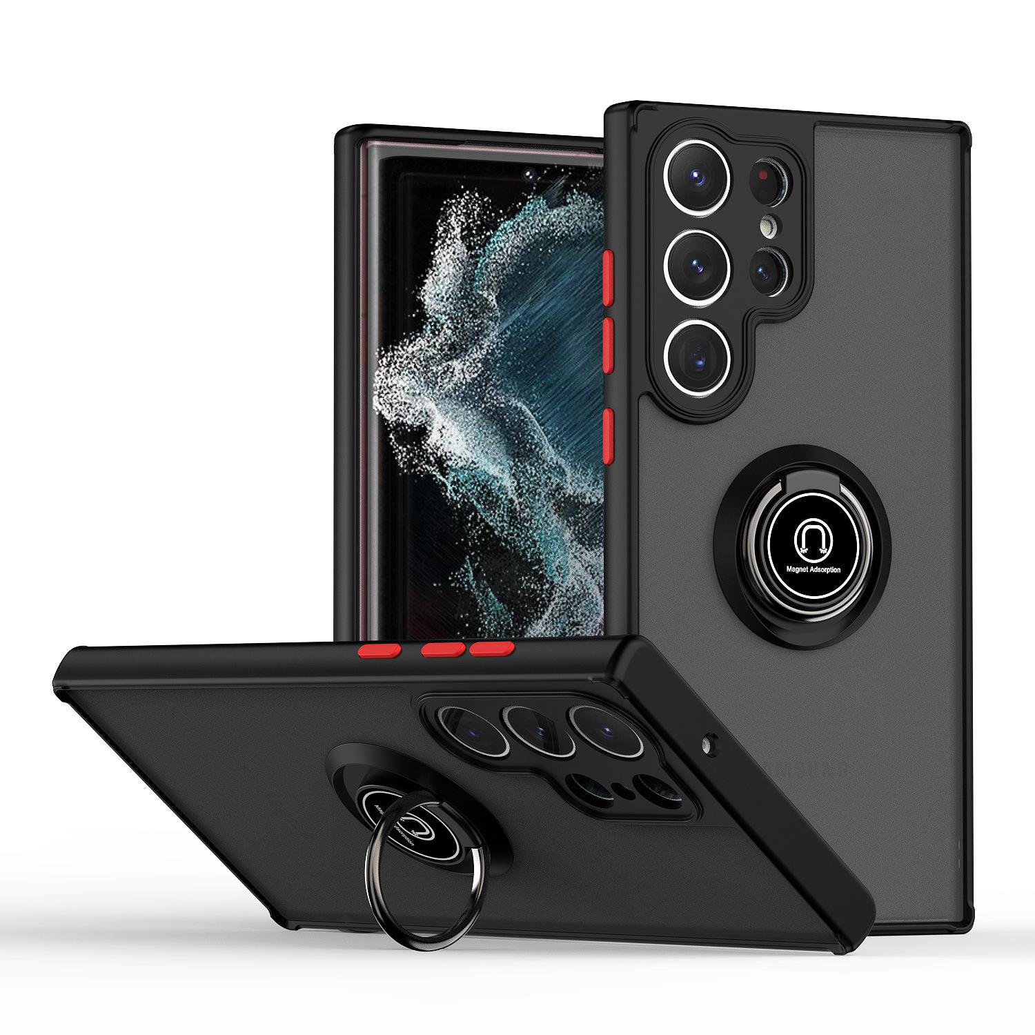 

Suitable for Samsung S25Edge Skin Feeling Mobile Phone Case S24 Magnetic Ring Buckle M55 Anti Fall Protection Case SAM S25 EDGE 5G Global (Large Hole)