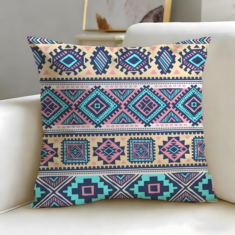 Ikat Pattern Cushion Cover Soft & Easy-Wash Pillow Case – Versatile For Couch, Bed, Travel And Office