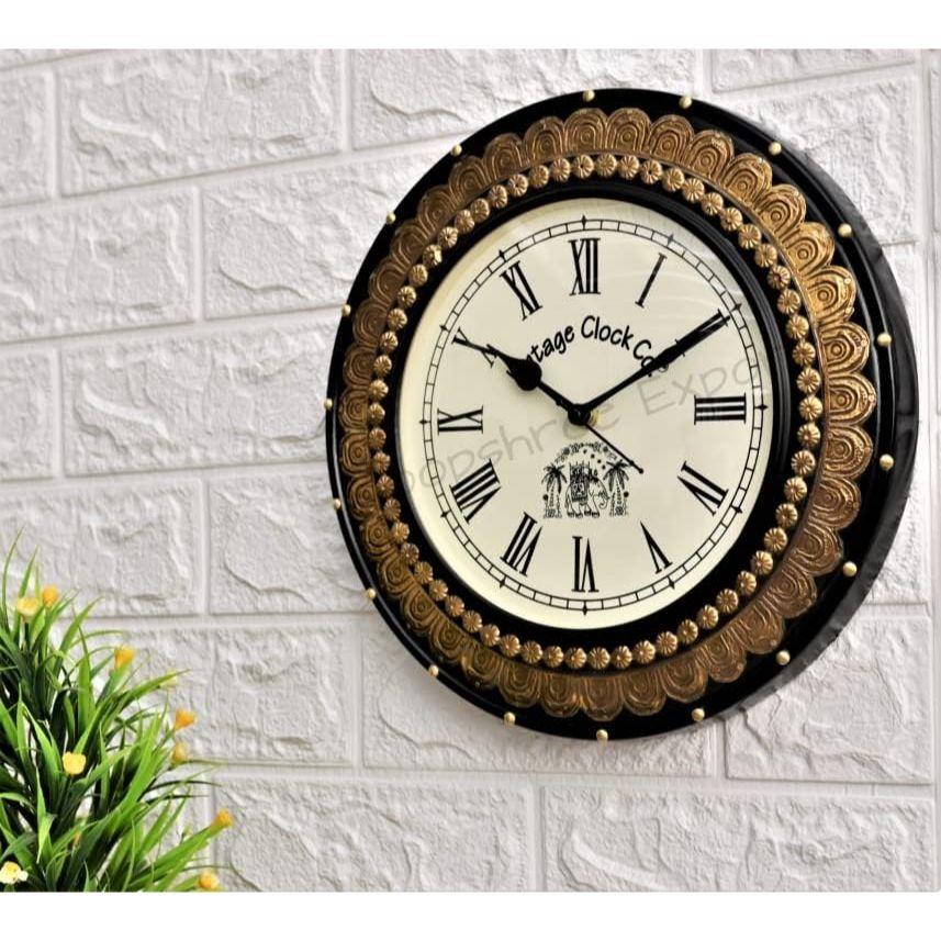 Pine Wood MDF Abstract Wall Analog Clock (Black, Clock Size : 12 X12 Inch , Dial Size : 8 Inch)