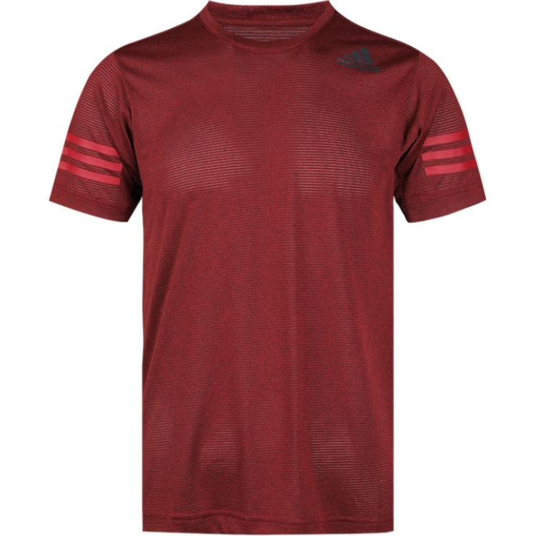 Adidas Freelift CC Fashionable Versatile Comfortable Striped Crew Neck Short Sleeve T-Shirt Men Tops Red EC1098