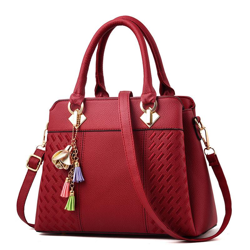 Trendy Cross-border Fashionable Women s Handbag With Zipper Closure And Multiple Compartments красный
