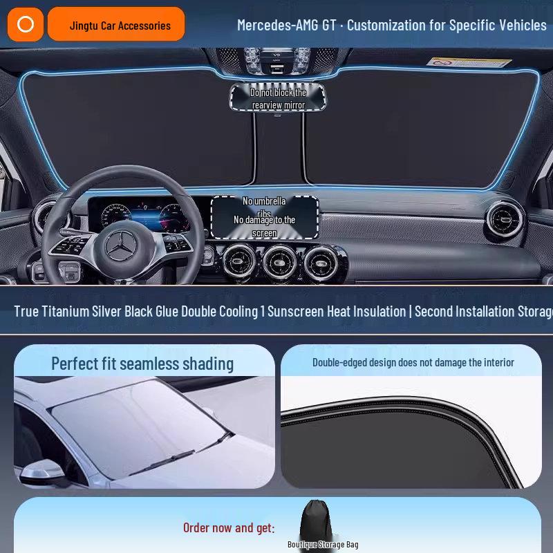 Mercedes Sunshade for GLC, C260L, E300L, GLB C-Class - Windshield Heat Insulation Curtain