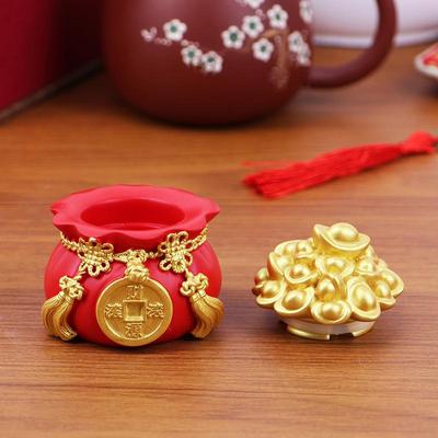 Resin Money Bag Ornament Classic Chinese Style Desktop Car Decor Small Luck Pouch Tabletop Decoration Wealth Lucky