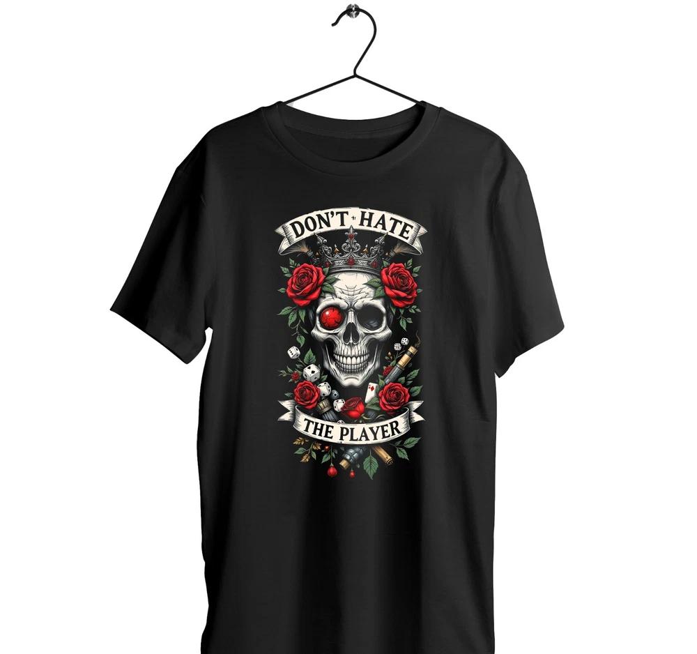 Polyester Tshirt  Dont Hate The Player Gambling  Roses Tattoo Graphic Tee L