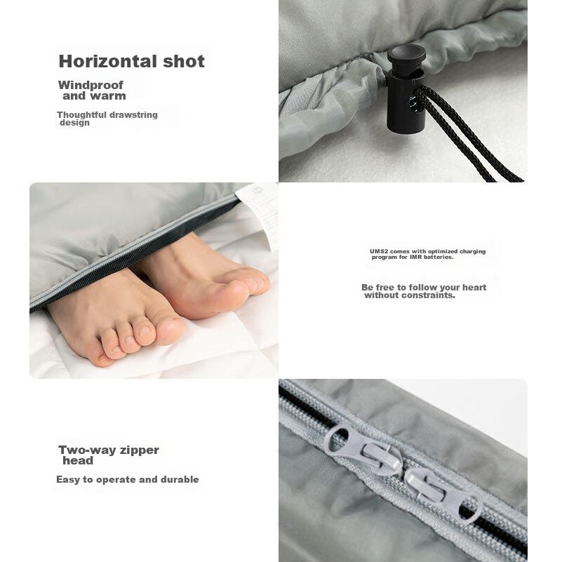 Jingdong Jingzao Camping Sleeping Bag, Outdoor Envelope-Style Hooded Sleeping Bag, Rock Gray, 1.5kg, 10-15℃