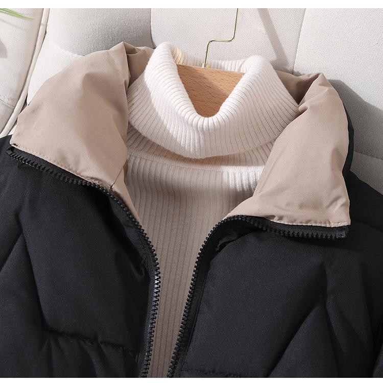 Jachetă din bumbac, pentru femei, toamnă și iarnă, secțiune scurtă, cu guler ridicat, jachetă din bumbac, îngroșată, caldă.