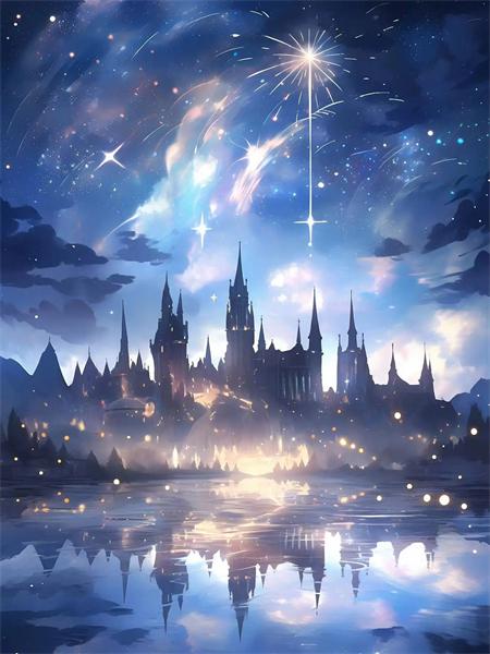 Diamond Art Painting Castle Fireworks Full Square Round Embroidery Mosaic Fantasy Landscape Home Decor
