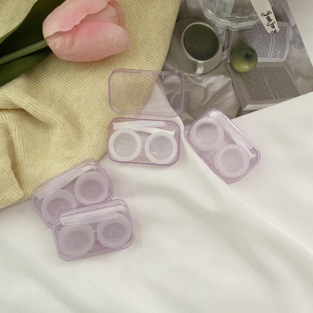 1pc Candy Color Minimalist Transparent Contact Lens Box Girls Contact Lens Case Companion Box Portable Contact Lenses Case