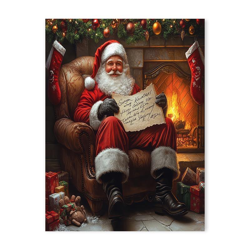 Red Truck Christmas Tree Holiday Decoration Poster Winter Santa Claus Snow Scene Canvas Painting Living Room Wall Art Home Decor