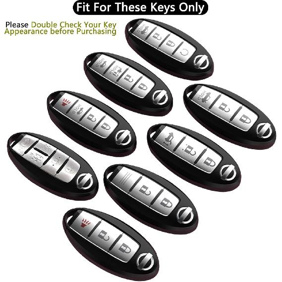 For Nissan Key Fob Cover Soft TPU 360 Degree Protection Key Case With Leather Keychain For Nissan Altima Maxima Murano Rogue Sentra 370Z Pathfinder