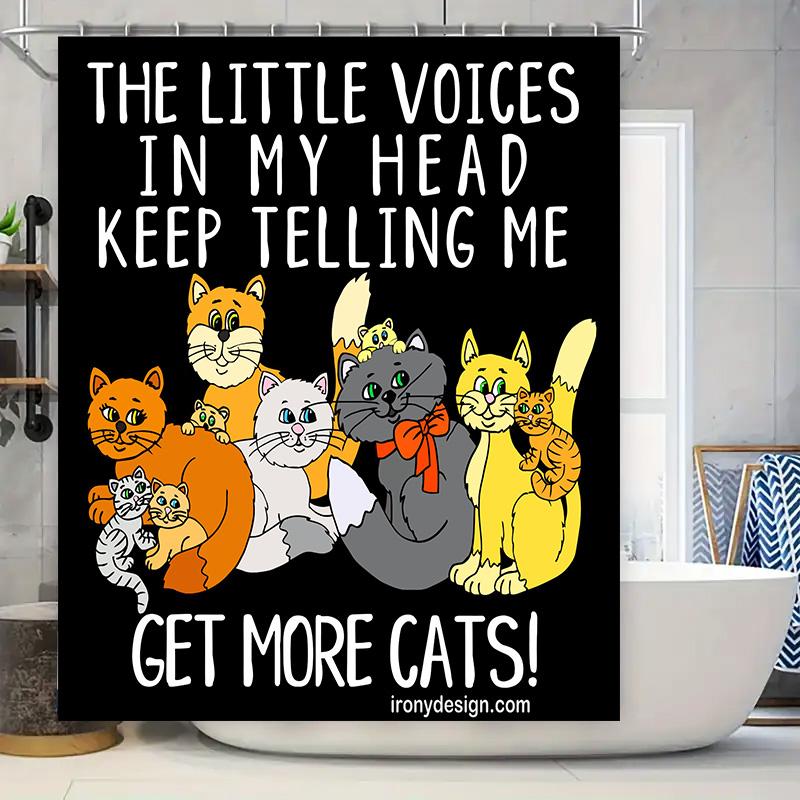 

Whimsical Cat Shower Curtain Funny Bathroom Decor For Cat Lovers Black Yellow Theme Perfect Gift Idea W60H190(CM)-1 Pcs