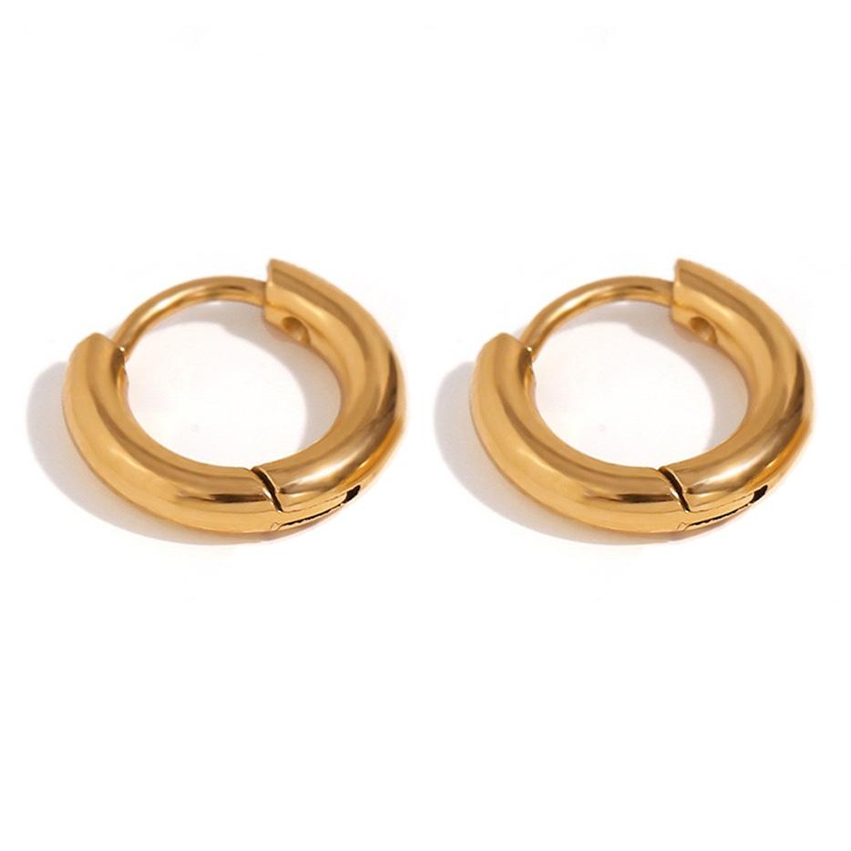 Unisex European Stainless Steel Hoop Earrings with Titanium Ear Studs