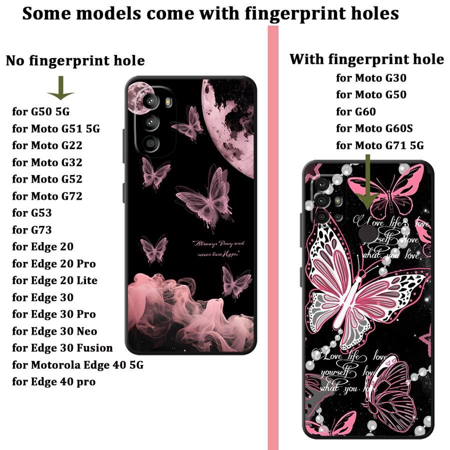 Phone Cover Case for Motorola Moto G53 G30 G60s G71 Edge 20 Pro 30 Lite G22 Edge40 G50 G32 G51 G73 G52 Simple Butterfly