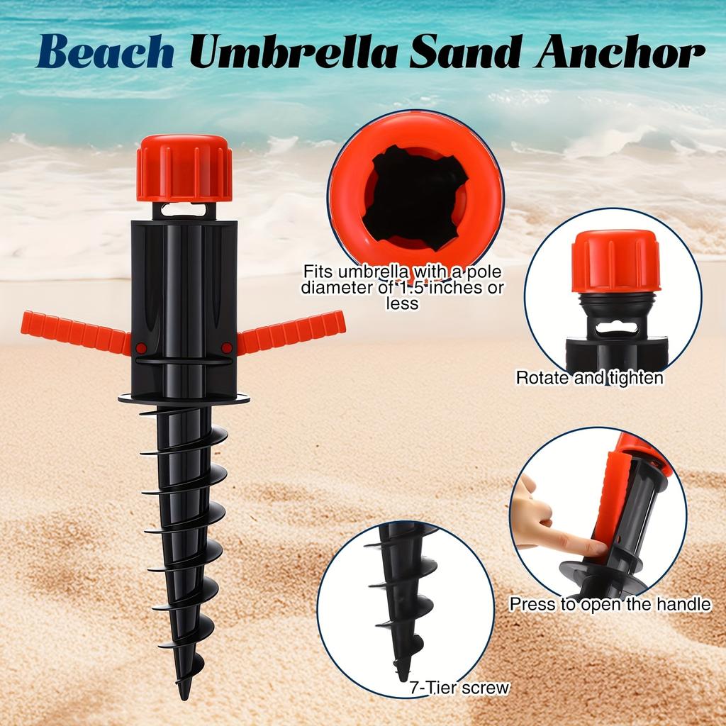 1pc Beach Umbrella Wind Anchor Holder | 360° Anti-Rotation Design | Suitable for 90% of Umbrellas | Universal for Beach Camping