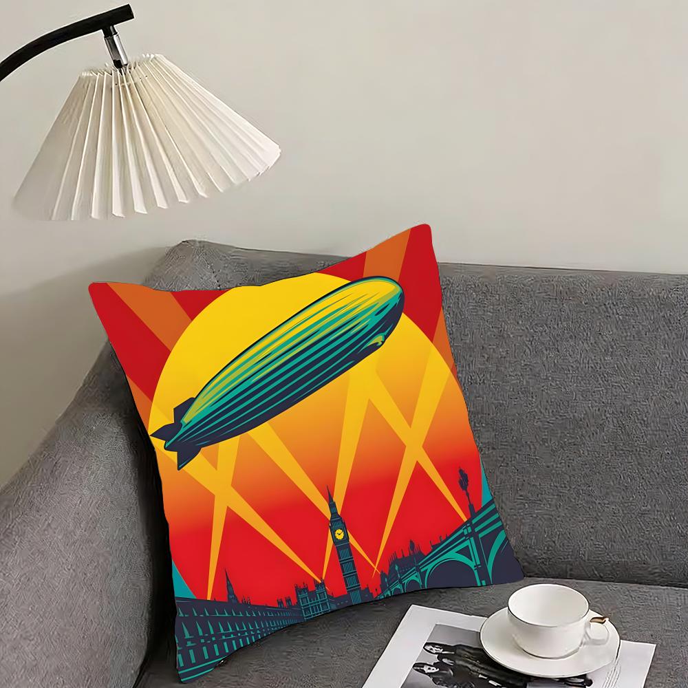 L-Led Zeppelinn Band Cushion Cover Pillowcase Ultra Soft Skin Friendly Fabric Cloud Like Comfort & Concealed Zipper