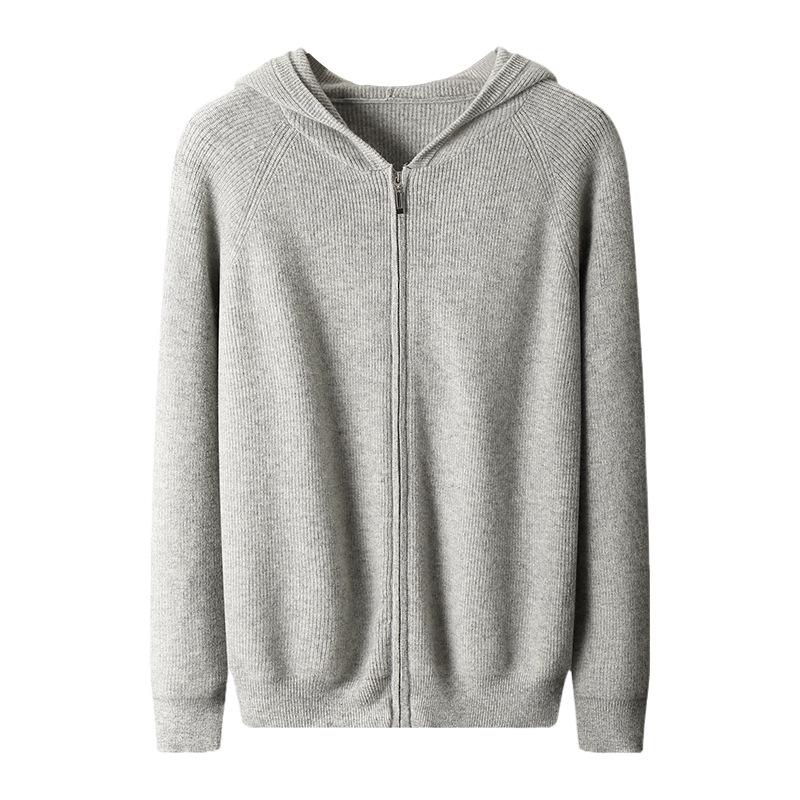Men's Thick Hooded Wool Knit Cardigan Jacket - Casual & Business