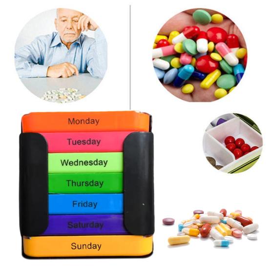 Weekly Pill Organizer Morning Noon Evening Night 4 Times A Day Pill Storage Box Large Capacity 7-Days Medication Dispenser Container
