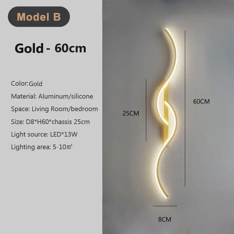 Modern LED Wall Light Long Strip Bedside Lamp TV Background Decorative Indoor Lighting for Bedroom Living Room Home Fixture