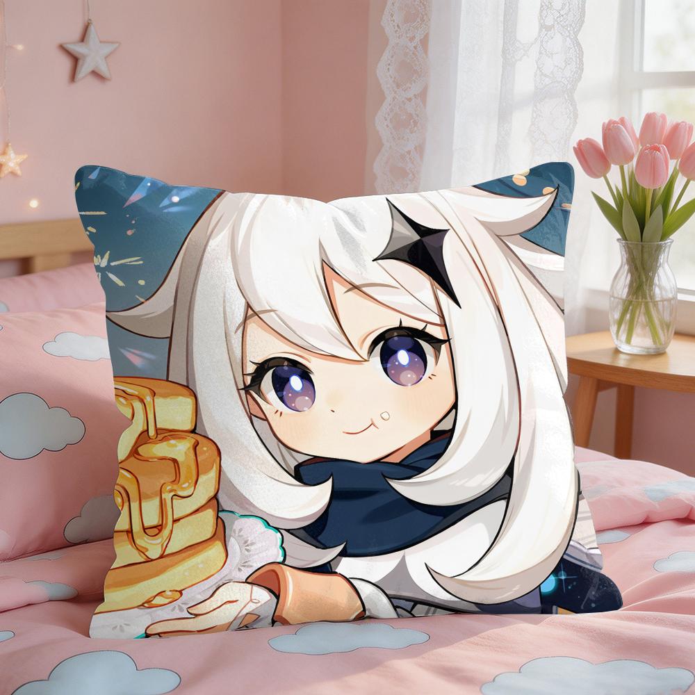 Paimon Cute Genshin Impact Cushion Cover Square Short Plush Pillow Case Living Room Sofa Home Decor Funda X