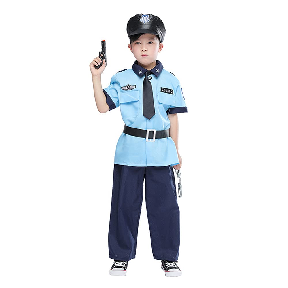 Lhyxuuk Police Uniform Cosplay Costume for Suitable for Police Officers Size Kids, Halloween, (Boys, S)
