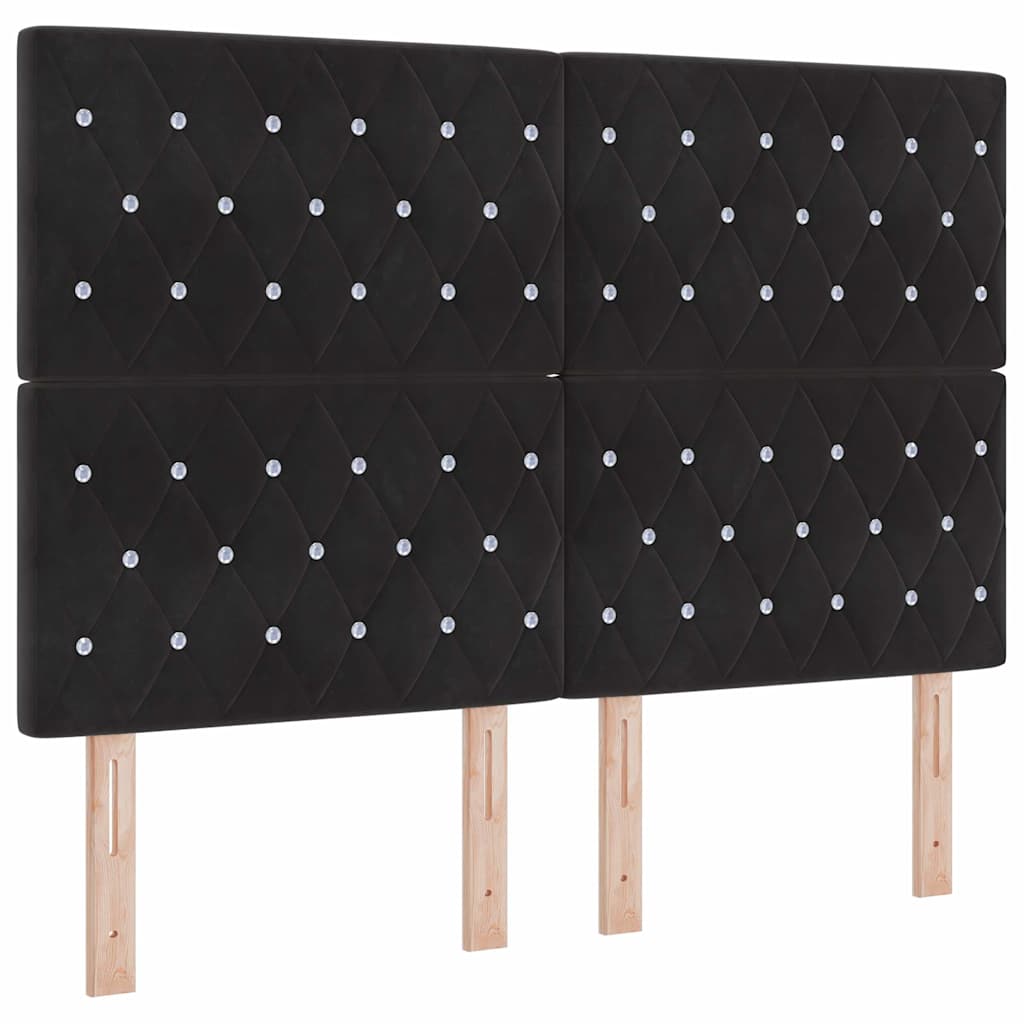 Box Spring Bed with Mattress Black 160 X 200 Cm Velvet