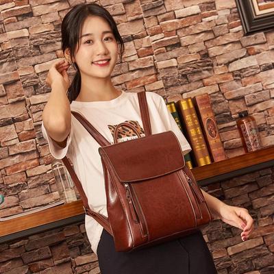 Women's Genuine Leather Lightweight Waterproof Backpack - Large Capacity for Short Trips, Commuting, or School
