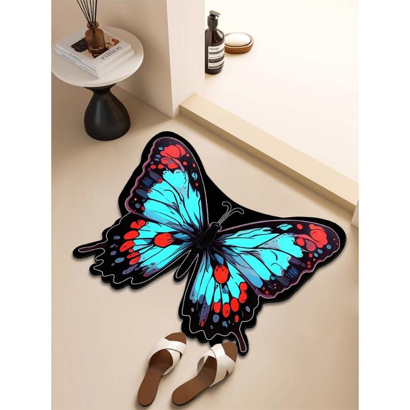 Butterfly Non-slip Floor Mat Bathroom Special-shaped Door Absorbent Foot Mat Quick-drying Toilet Bathroom Entrance Mat Carpet